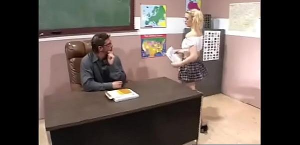  The teacher thinks his schoolgirl is hot and wants to fucks her on the table in classroom